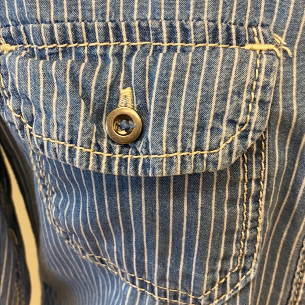 Seven 7 Striped Denim Shirt - Size Small - Picture 3 of 11